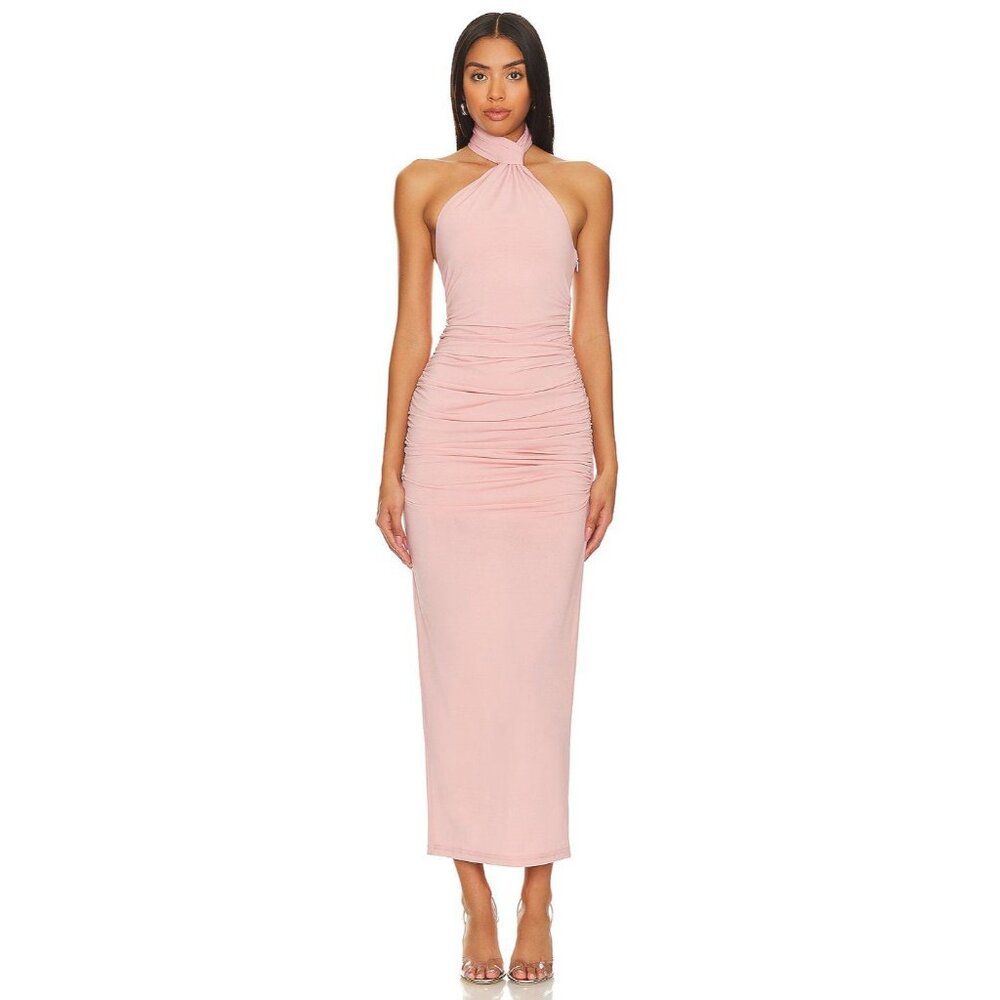 Misha Jovie Midi Dress in Rose Pink Small New Womens Halter Cocktail